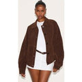 Dark Brown Oversized Faux Suede Jacket