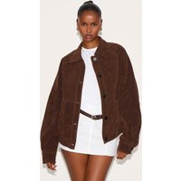 Dark Brown Oversized Faux Suede Jacket
