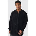 Camisa Oversize De Croché Y Manga Larga, Negro