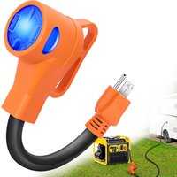 50 Amp to 110 Volt RV Adapter Cord 12 Inch, NEMA 5-15P to NEMA 14-50R Electrical Power Adapter with LED Power Indicator