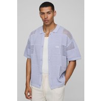 Camisa Man Recta De Punto Calado Con Parches, Purple