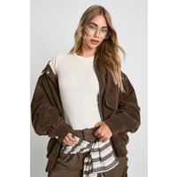 Body Básico De Manga Corta Con Cuello De Caja, Blanco