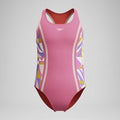 Maillot de bain Fille Spliced Racerback imprimé rose