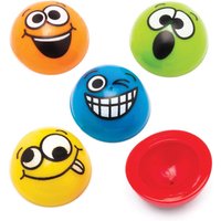 Funky Faces Jumping Poppers (Pack of 12) 6 Assorted Colours, Rubber Jumpers, Great For Party Bags