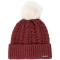 Weird Fish Allerton Cable Knit Bobble Hat Garnet Size ONE