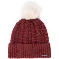Weird Fish Allerton Cable Knit Bobble Hat Garnet Size ONE