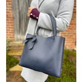 Navy Bow Detail Tote Bag  Size One Size