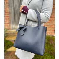 Navy Bow Detail Tote Bag  Size One Size