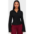 Petite Black Fitted Button Up Shirt