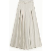 Pantaloni palazzo a righe con cintura e pieghe
