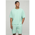 Conjunto Oversize De Pantalón Corto Holgado Y Camiseta Recta Plisada, Verde