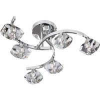 Searchlight 8086-6CC Sculptured Ice Semi Flush Ceiling Light In Chrome