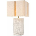 Casa Padrino Luxus Keramik Tischleuchte mit Lampenschirm Antik WeiÃ / Beige H. 79 cm
