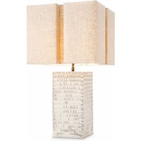 Casa Padrino Luxus Keramik Tischleuchte mit Lampenschirm Antik WeiÃ / Beige H. 79 cm