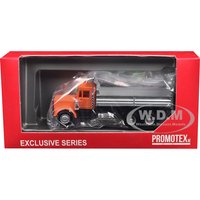 Peterbilt Dump Truck with Orange Cab 1/87 (HO) Plastic Model Car by Promotex