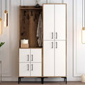 Bergen Wooden Hallway Furniture with Coat Rack in Walnut and White