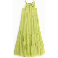 Langes ärmelloses Kleid mit Volants und Halterneck