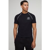 Boxy Contrast Homme Piping T-Shirt, Negro