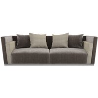 Casa Padrino luxury Art Deco sofa gray / beige / silver 240 x 85 x H. 69 cm - Noble living room sofa - Luxury Quality - Art Deco Furniture