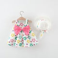 Summer New Girl's Small Flower Strap Skirt Princess Skirt Baby Girl Children's Dress Comes with Hat