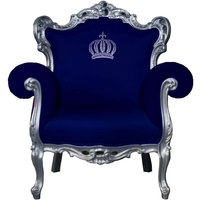 PompÃ¶Ã¶s by Casa Padrino Luxus Barock Sessel Blau / Silber - PompÃ¶Ã¶ser Barock Sessel designed by Harald GlÃ¶Ã¶ckler