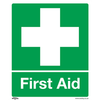 Worksafe Safety Sign - First Aid - Rigid Plastic - Pack of 10