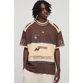 Camiseta Oversize Con Estampado Y Panel Motor Sport, Brown