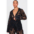 Plus Black Sheer Lace Shirt