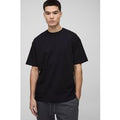 Camiseta Oversize Básica Con Cuello De Caja, Negro