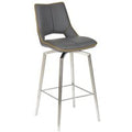 2 x Mako Grey Leather Effect Swivel Barstool