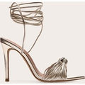 Gold Metallic Pu Point Toe Knotted Strappy High Heeled Sandals