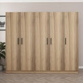 Kale H210cmWooden Wardrobe with 5 Doors in Oak