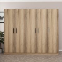 Kale H210cmWooden Wardrobe with 5 Doors in Oak