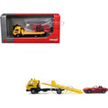 Flatbed Tow Truck ADAC Yellow and BMW Z4 Convertible Red Set of 2 pieces 1/87 (HO) Plastic Model Cars by Promotex