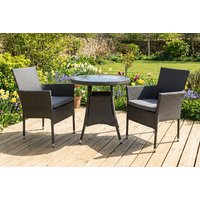 Royal Craft Malaga Two Seater Bistro Set with Sleek Rattan & Safety Glass Table | Wowcher