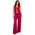 Cherry Red Woven Mid Rise Wide Leg Trousers