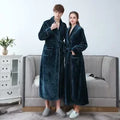 Autumn and Winter Flannel Thickened and Flannel Couple Bathrobe Men's Extended Size Coral Fleece Nightgown Women's Pajamas