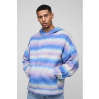 Sudadera Recta De Punto Cardado Con Rayas En Degradado Y Capucha Cruzada, Purple