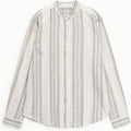 Camicia a righe colletto coreano maniche lunghe
