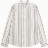 Camicia a righe colletto coreano maniche lunghe