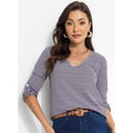 Blusa Listrada Manga 3/4
