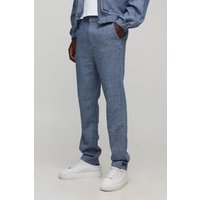 Straight Let Fixed Waist Herringbone Trouser, Azul