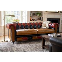 Noble Grande Patchwork Chesterfield 3 Seater Vintage Real Leather Sofa