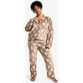 Pijama Plus De Forro Polar Con Botones Y Estampado De Osito, Brown