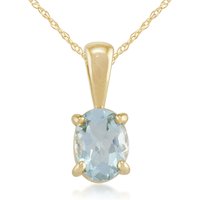 Classic Oval Aquamarine 0.60ct Pendant in 9ct Yellow Gold