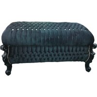 Barock Sitzbank (Truhe) Schwarz/Schwarz mit Bling Bling Steinen