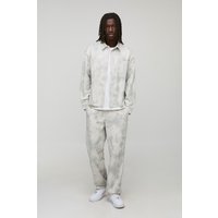 Regular Embroidered Stretch Overshirt, Beige
