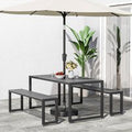 6 Seaters Grey Metal Outdoor Dining Set