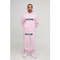 Oversized Boxy Ofclman Graphic Washed Hoodie & Relaxed Jogger Tracksuit, Pink