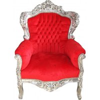 Casa Padrino Barock Sessel "King" Rot/Silber- Antik Stil